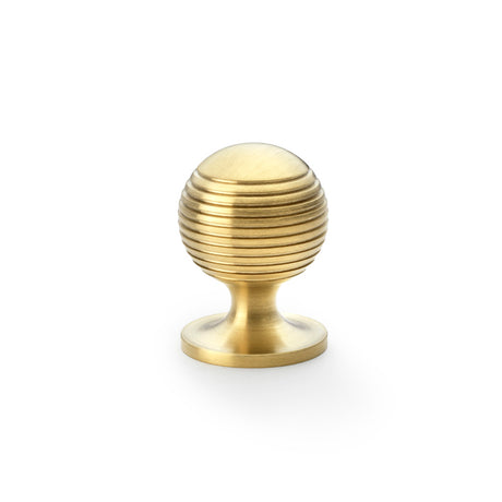 High quality image of Alexander & Wilks Caesar Cupboard Knob on Round Rose - Satin Brass PVD - 32mm | Sku. aw832-32-sbpvd | Trade Door Handles.