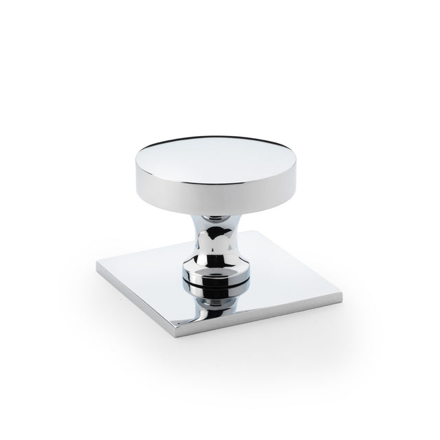High quality image of Alexander & Wilks Bullion Cupboard Knob on Square Backplate - Polished Chrome | Sku. aw835-38-pc | Trade Door Handles.