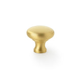 High quality image of Alexander & Wilks Wade Round Cupboard Knob - Satin Brass - 32mm | Sku. aw836-32-sb | Trade Door Handles.
