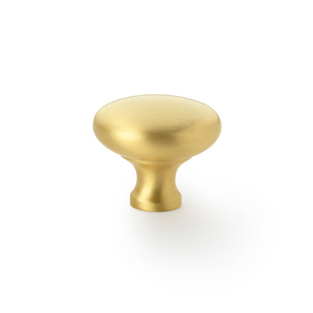 High quality image of Alexander & Wilks Wade Round Cupboard Knob - Satin Brass - 38mm | Sku. aw836-38-sb | Trade Door Handles.
