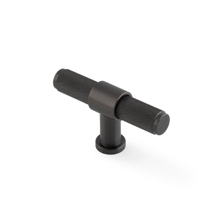 High quality image of Alexander & Wilks Kingston Knurled T-Bar Cupboard Knob-Dark Bronze PVD | Sku. AW838-80-DBZPVD | Trade Door Handles.
