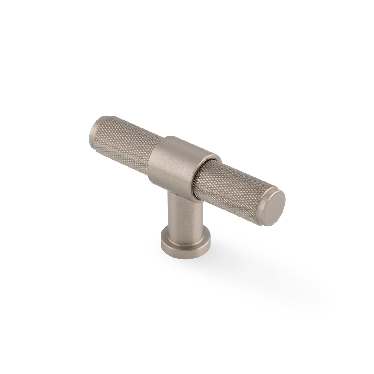 High quality image of Alexander & Wilks Kingston Knurled T-Bar Cupboard Knob-Satin Nickel PVD | Sku. AW838-80-SNPVD | Trade Door Handles.
