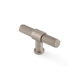 High quality image of Alexander & Wilks Kingston Knurled T-Bar Cupboard Knob-Satin Nickel PVD | Sku. AW838-80-SNPVD | Trade Door Handles.