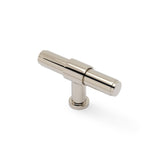 High quality image of Alexander & Wilks Kingston Plain T-Bar Cupboard Knob-Polished Nickel PVD | Sku. AW838P-80-PNPVD | Trade Door Handles.