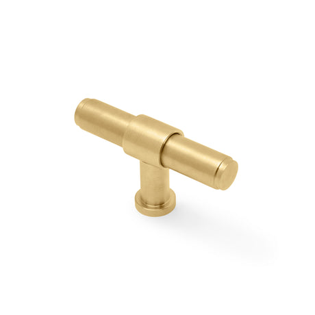 High quality image of Alexander & Wilks Kingston Plain T-Bar Cupboard Knob-Satin Brass PVD | Sku. AW838P-80-SBPVD | Trade Door Handles.