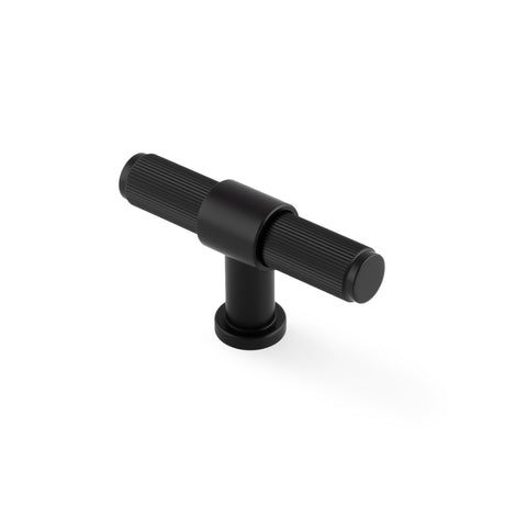 High quality image of Alexander & Wilks Kingston Reeded T-Bar Cupboard Knob-Black | Sku. AW838R-80-BL | Trade Door Handles.