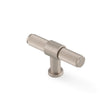 High quality image of Alexander & Wilks Kingston Reeded T-Bar Cupboard Knob-Satin Nickel PVD | Sku. AW838R-80-SNPVD | Trade Door Handles.