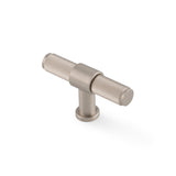 High quality image of Alexander & Wilks Kingston Reeded T-Bar Cupboard Knob-Satin Nickel PVD | Sku. AW838R-80-SNPVD | Trade Door Handles.