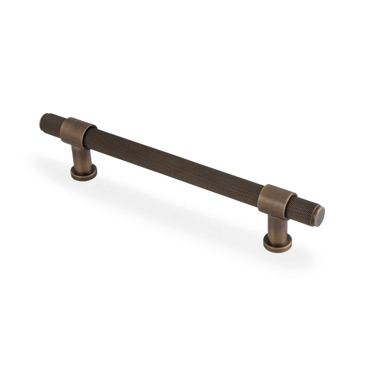 High quality image of Alexander & Wilks Kingston Knurled Pull Handle-Antique Brass-160mm c/c | Sku. AW839-160-AB | Trade Door Handles.