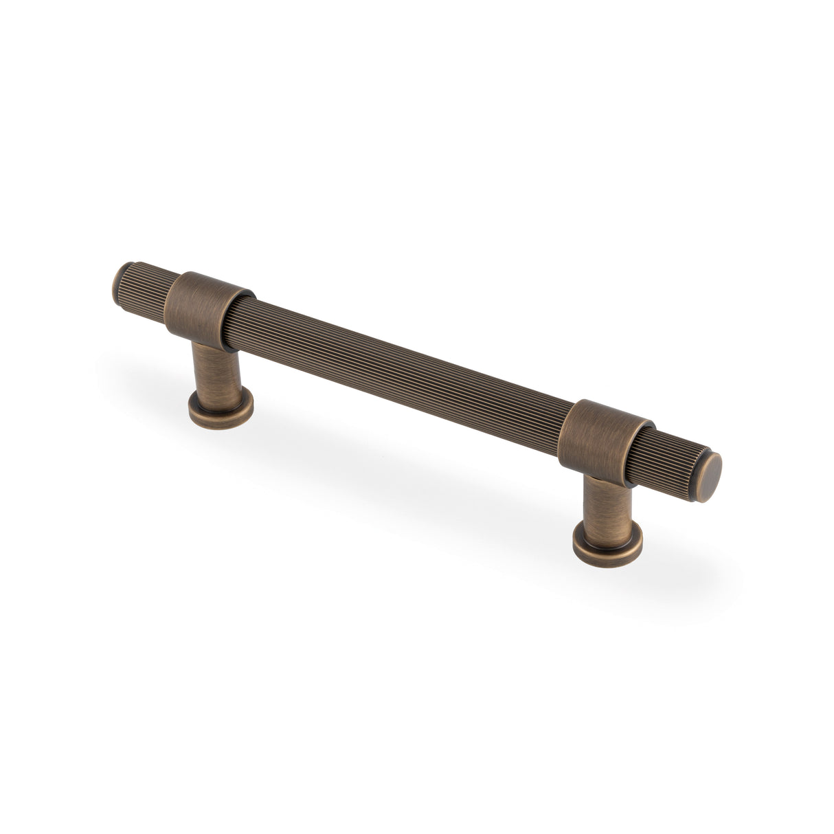 High quality image of Alexander & Wilks Kingston Reeded Pull Handle-Antique Brass-128mm c/c | Sku. AW839R-128-AB | Trade Door Handles.