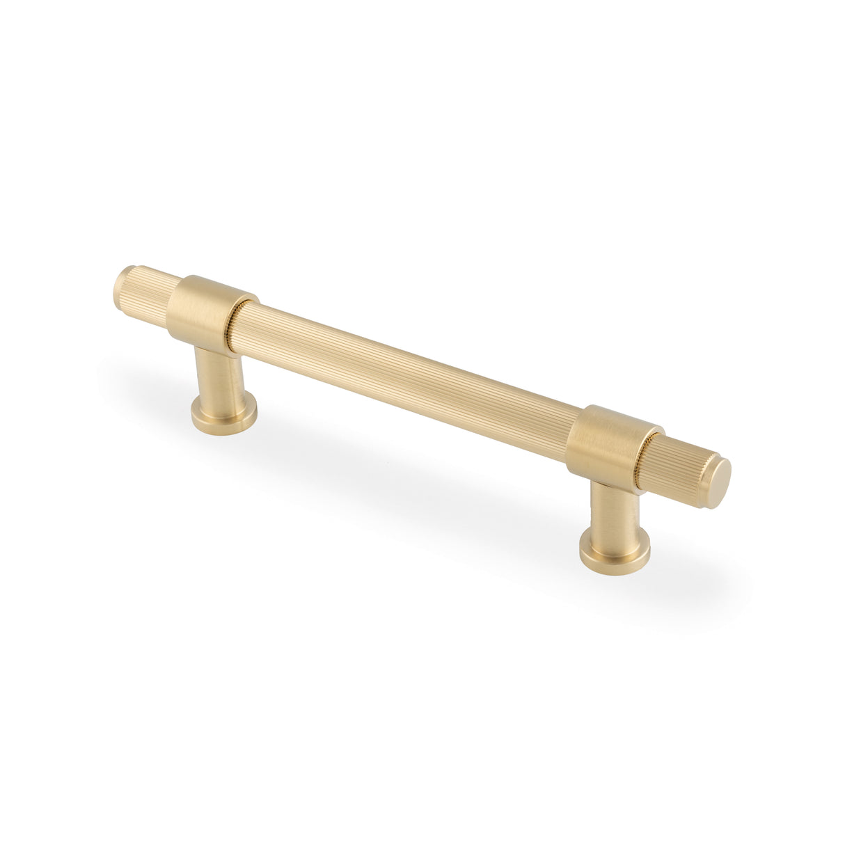High quality image of Alexander & Wilks Kingston Reeded Pull Handle-Satin Brass PVD-128mm c/c | Sku. AW839R-128-SBPVD | Trade Door Handles.