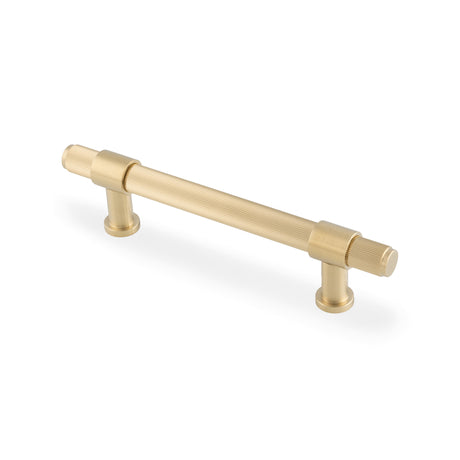 High quality image of Alexander & Wilks Kingston Reeded Pull Handle-Satin Brass PVD-128mm c/c | Sku. AW839R-128-SBPVD | Trade Door Handles.