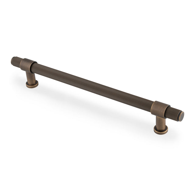 High quality image of Alexander & Wilks Kingston Reeded Pull Handle-Antique Brass-224mm c/c | Sku. AW839R-224-AB | Trade Door Handles.