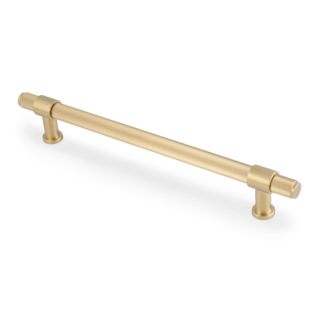High quality image of Alexander & Wilks Kingston Reeded Pull Handle-Satin Brass PVD-224mm c/c | Sku. AW839R-224-SBPVD | Trade Door Handles.