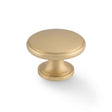 This is an image of Alexander & Wilks - Cambridge Round Cupboard Knob - Satin Brass available to order from Trade Door Handles in Kendal, quick delivery and discounted prices.