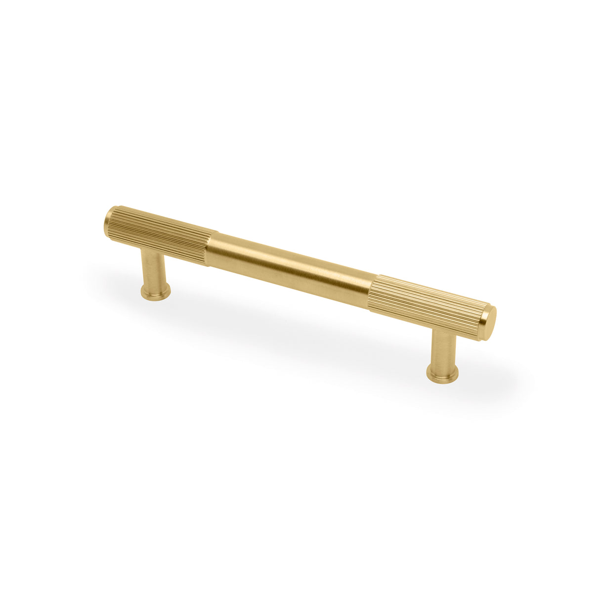 High quality image of Alexander & Wilks - Washington Reeded End Cabinet Pull-Satin Brass PVD-128mm | Sku.AW854R-128-SBPVD | Trade Door Handles.