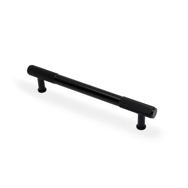 High quality image of Alexander & Wilks - Washington Reeded End Cabinet Pull-Black-160mm | Sku.AW854R-160-BL | Trade Door Handles.