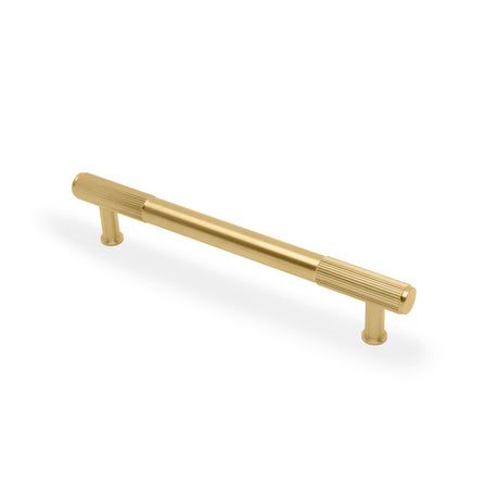 High quality image of Alexander & Wilks - Washington Reeded End Cabinet Pull-Satin Brass PVD-160mm | Sku.AW854R-160-SBPVD | Trade Door Handles.