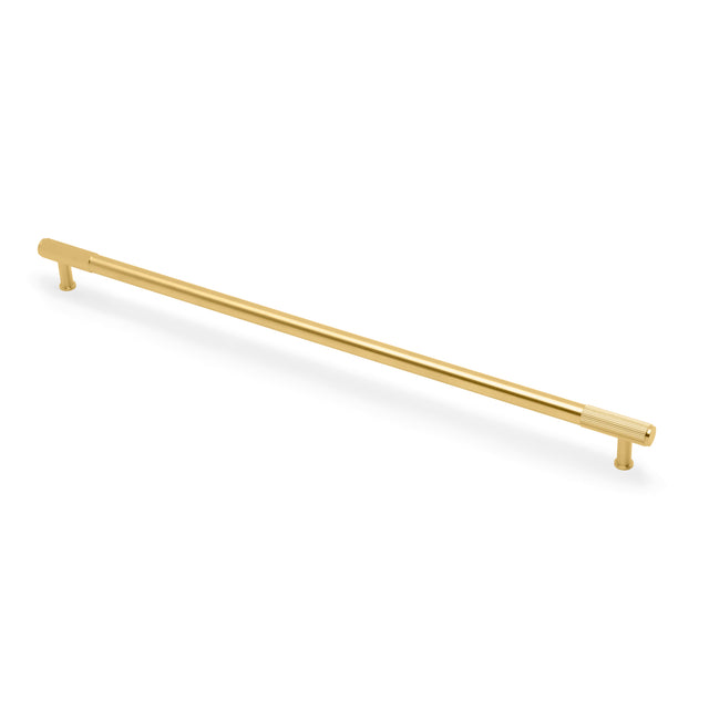 High quality image of Alexander & Wilks - Washington Reeded End Cabinet Pull-Satin Brass PVD-448mm | Sku. aw854r-448-sbpvd | Trade Door Handles.