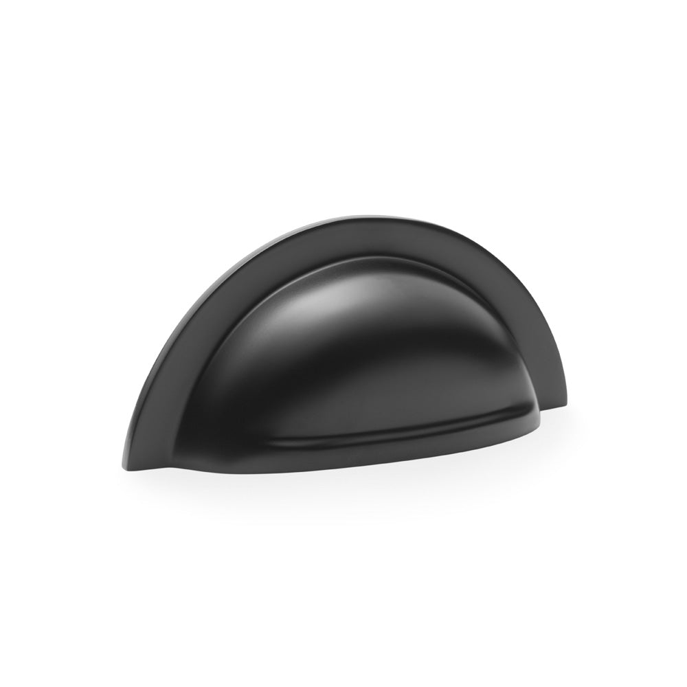 High quality image of Alexander & Wilks Bardom Ridged Cabinet Cup Pull - Black | Sku. aw903bl | Trade Door Handles.