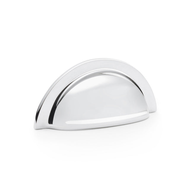 High quality image of Alexander & Wilks Bardom Ridged Cabinet Cup Pull - Polished Chrome | Sku. aw903pc | Trade Door Handles.