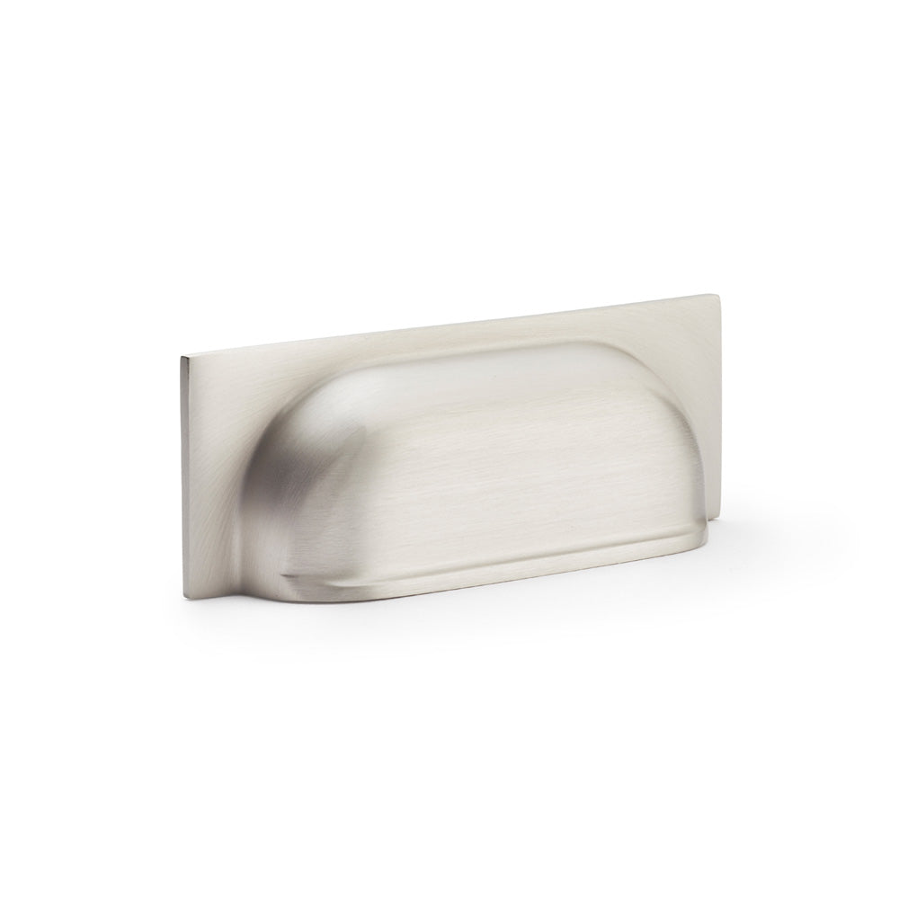 High quality image of Alexander & Wilks Quantock Cup Pull Handle - Satin Nickel - Centers 96mm | Sku. aw905sn | Trade Door Handles.