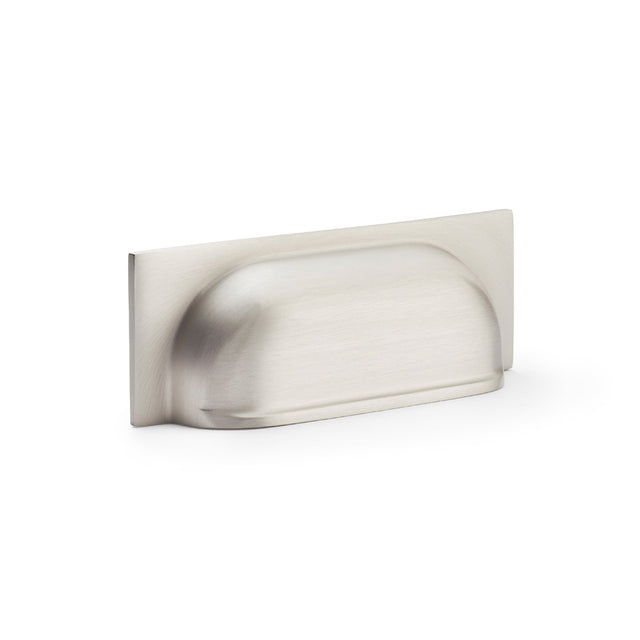 High quality image of Alexander & Wilks Quantock Cup Pull Handle - Satin Nickel - Centers 96mm | Sku. aw905sn | Trade Door Handles.