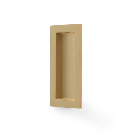 This is an image of Alexander & Wilks - RECTANGULAR FLUSH PULL - 100X45MM - Satin Brass PVD available to order from Trade Door Handles in Kendal, quick delivery and discounted prices.