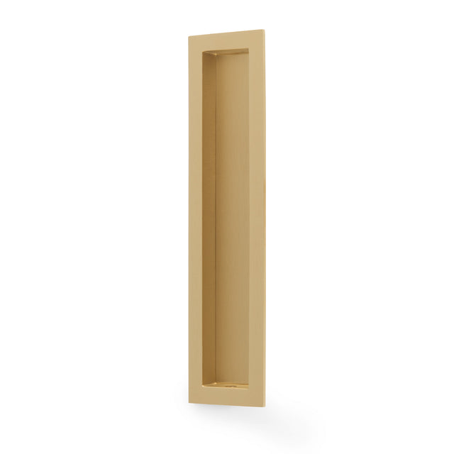 High quality image of Alexander & Wilks Rectangular flush pull - 100x45mm-Satin Brass PVD-200mm | Sku. AW911-200-SBPVD | Trade Door Handles.