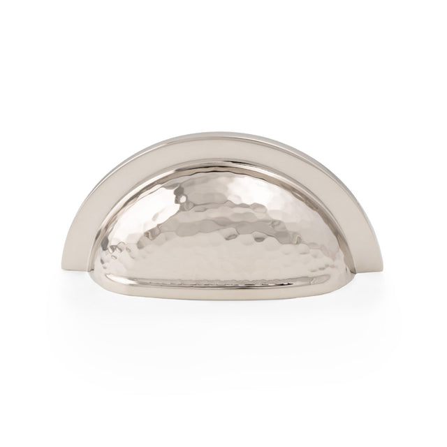 High quality image of Alexander & Wilks Bardom Hammered Ridged Cup Pull-Polished Nickel | Sku. AW912PN | Trade Door Handles.