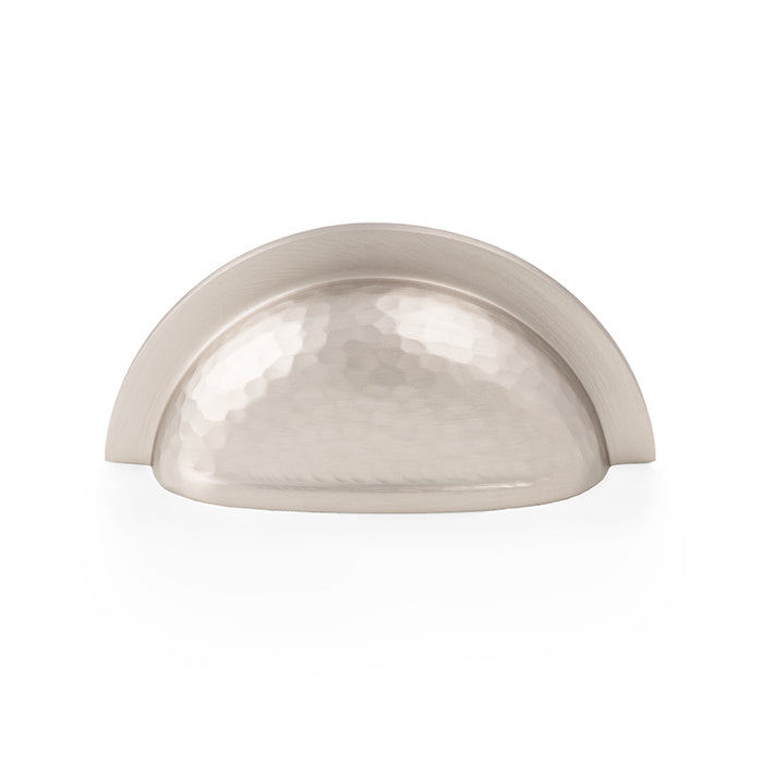 High quality image of Alexander & Wilks Bardom Hammered Ridged Cup Pull-Satin Nickel | Sku. AW912SN | Trade Door Handles.