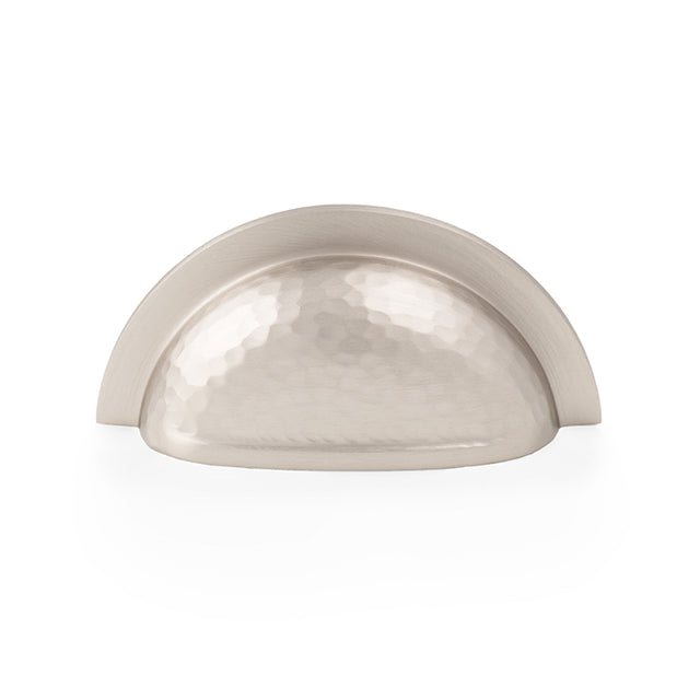 High quality image of Alexander & Wilks Bardom Hammered Ridged Cup Pull-Satin Nickel | Sku. AW912SN | Trade Door Handles.