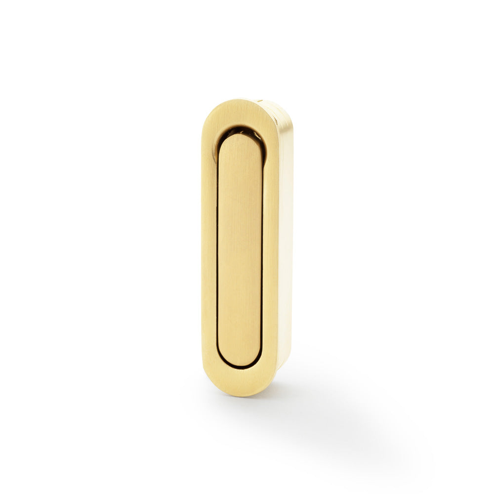 High quality image of Alexander & Wilks - Radius Sliding Door Edge Pull - Satin Brass PVD | Sku. aw991sbpvd | Trade Door Handles.