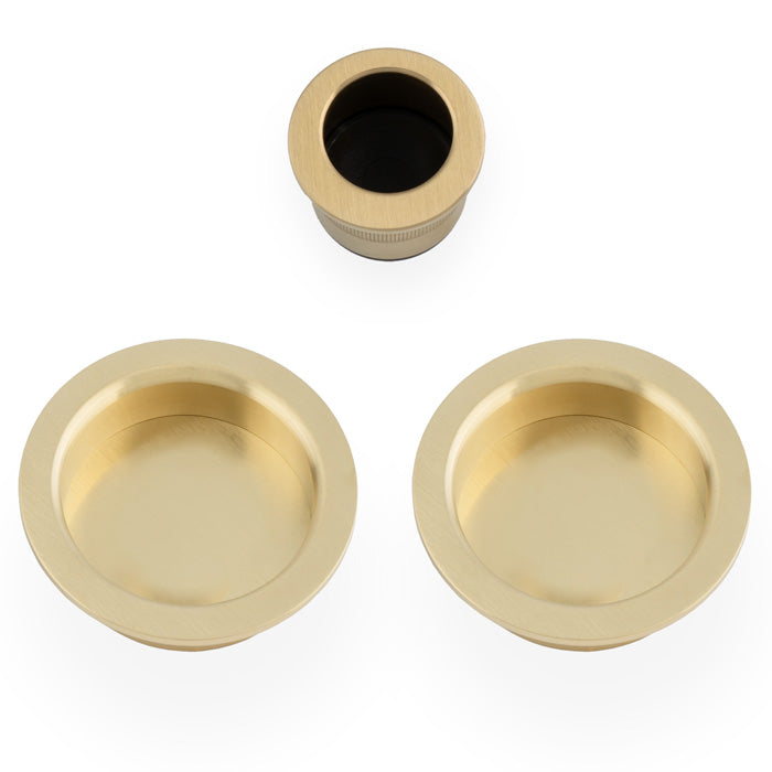 This is an image of Alexander & Wilks - Sliding door pull kit-Satin Brass PVD AW994SBPVD available to order from Trade Door Handles in Kendal, quick delivery and discounted prices.