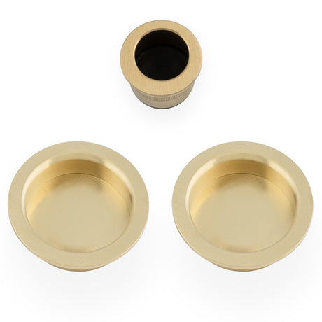 This is an image of Alexander & Wilks - Sliding door pull kit-Satin Brass PVD AW994SBPVD available to order from Trade Door Handles in Kendal, quick delivery and discounted prices.