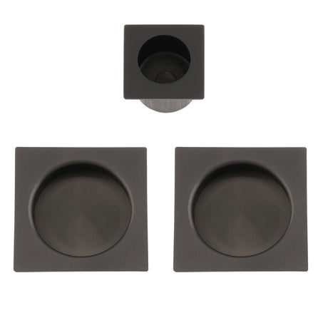 High quality image of Alexander & Wilks - Sliding Door Pull Kit Square Dark Bronze Pvd | Sku.AW995DBZPVD | Trade Door Handles.