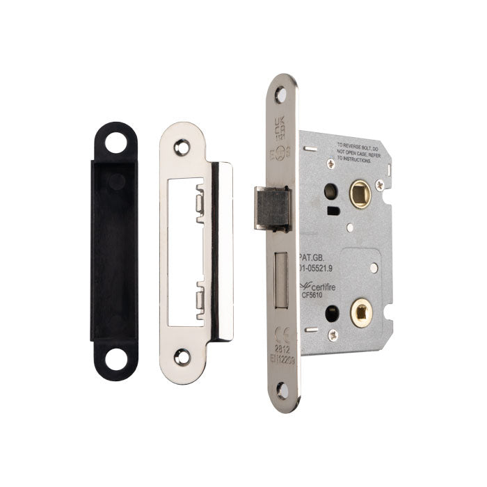 High quality image of Eurospec - Easi-T Residential Bathroom Lock 65mm Radius - Nickel Plate | Sku. bae5025np-r | Trade Door Handles.