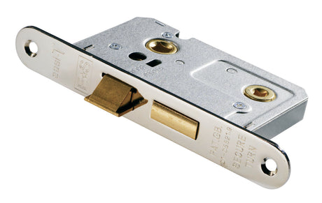 High quality image of Eurospec - Easi-T Residential Bathroom Lock 65mm Radius - Satin Nickel | Sku. bae5025sn-r | Trade Door Handles.
