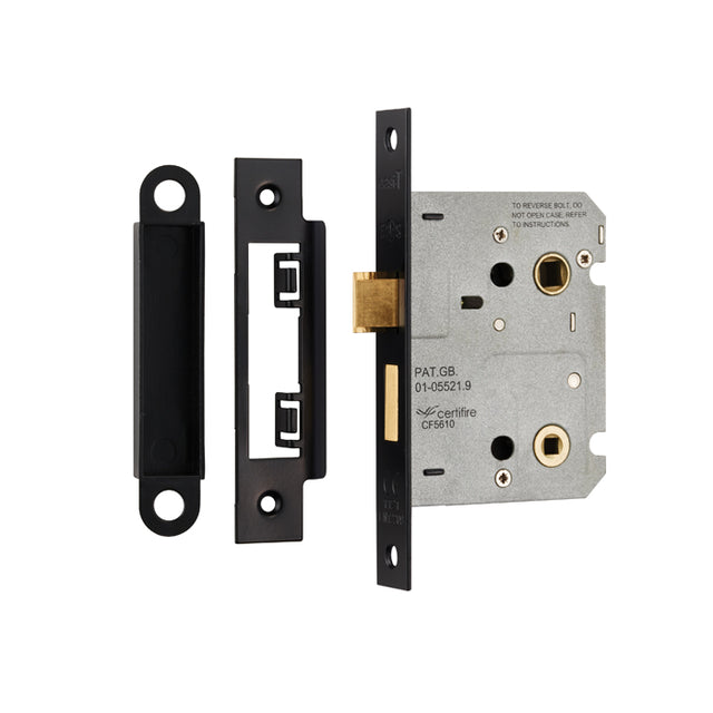 High quality image of Eurospec - Easi-T Residential Bathroom Lock 78mm - Matt Black | Sku. bae5030mb | Trade Door Handles.