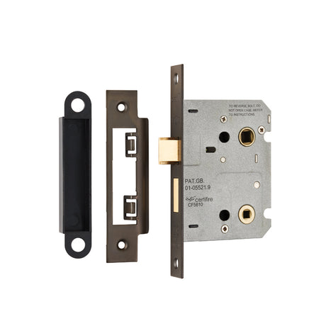 High quality image of Eurospec - Easi-T Residential Bathroom Lock 78mm - Matt Bronze | Sku. bae5030mbrz | Trade Door Handles.