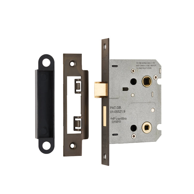 High quality image of Eurospec - Easi-T Residential Bathroom Lock 78mm - Matt Bronze | Sku. bae5030mbrz | Trade Door Handles.