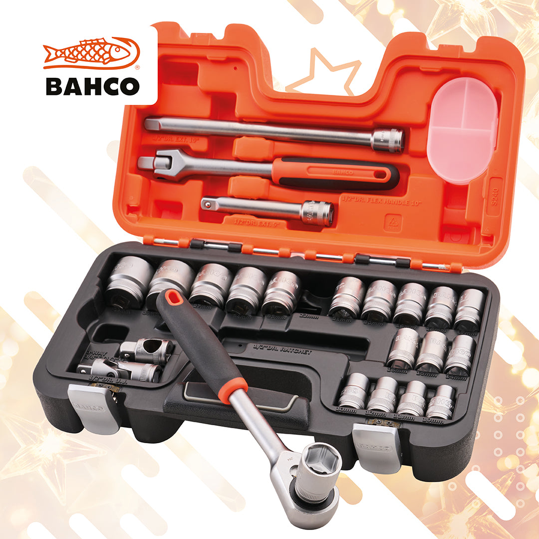 Bahco S240 24 Piece 1/2in Drive Metric Socket Set 10-32mm