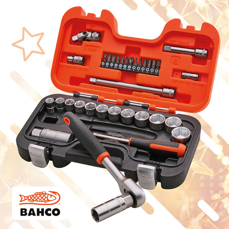 Bahco S330 34 Piece 1/4in & 3/8in Drive Socket Set
