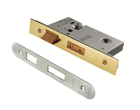 High quality image of Eurospec - Bathroom Lock Radius 76mm - Satin Stainless Steel | Sku. bas5030sss-r | Trade Door Handles.