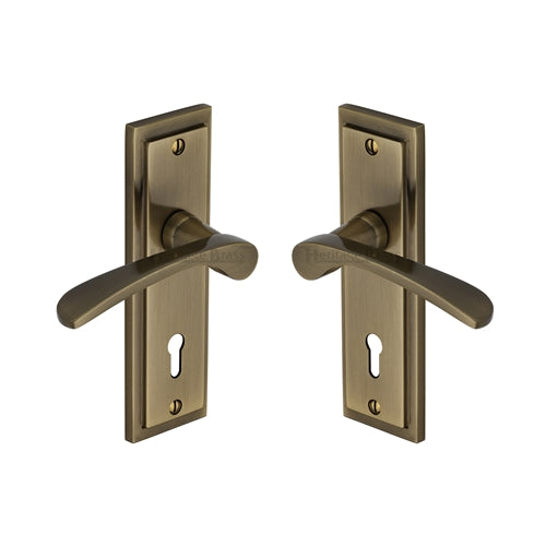 Sorrento Door Handle Lever Lock Boston Design Antique on Zinc Finish