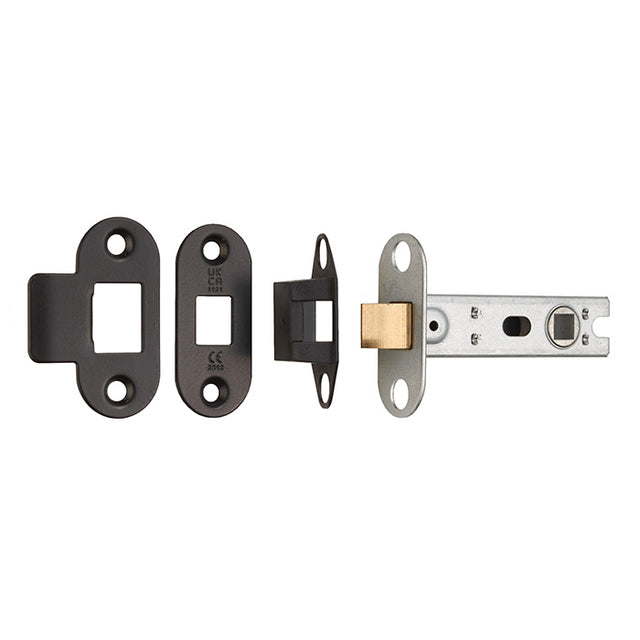 High quality image of Eurospec - 76mm Ce B/T Tubular Mortice Latch Radius - Matt Black | Sku. btl30mb-r | Trade Door Handles.