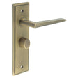 High quality image of Burlington - Mayfair Door Handle Bathroom Backplate Antique Brass & Turn & Release Sku. BUR-10AB-453AB-81AB