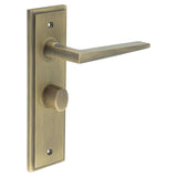 High quality image of Burlington - Mayfair Door Handle Bathroom Backplate Antique Brass & Turn & Release Sku. BUR-10AB-453AB-81AB