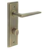 High quality image of Burlington - Mayfair Door Handle Din Bathroom Backplate Antique Brass & Turn & Release Sku. BUR-10AB-456AB-81AB