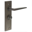 This is an image showing the Frelan - Mayfair Door Handle Bathroom Backplate Dark Bronze & Turn & Release available to order from Trade Door Handles in Kendal